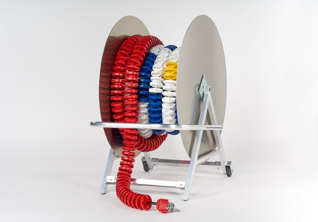 Haspelwagen mit Haspel "Mini", für 50 m 4" Leinen, Alu, 80x140x135 cm