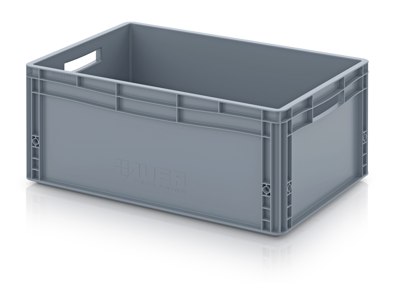 opbergbak in HDPE 600 x 400 x 270mm gesloten - grijs