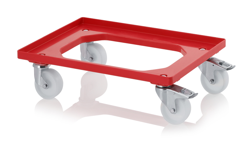 Transportroller Compact met Polyamide Wielen. 2 Zwenkwielen en 2 Zwenkwielen met Rem