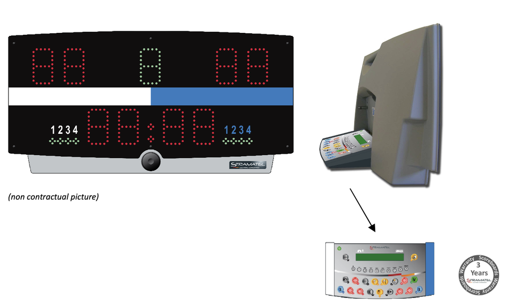 Portable display waterpolo - KABEL - indoor pool - Readablility 35m - Digits 9cm